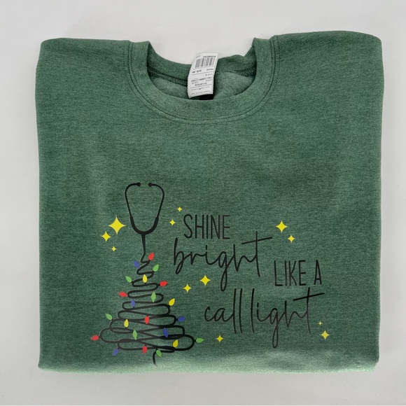 Gildan Tops - Smart Scrubs Green Sweatshirt with Festive Design